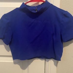 FASHION NOVA BLUE CROP TOP BLUE MESH SHORTS
